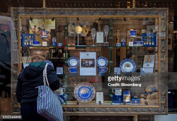 Commemorative memorabilia for sale at the Buckingham Palace shop ahead of the coronation of King Charles III, in London, UK, on Tuesday, April 25,...