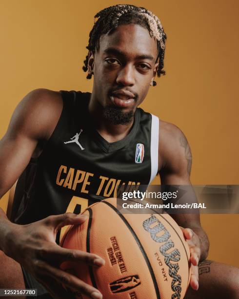 April 24: Zaire Wade of Cape Town poses for a portrait during the 2023 Basketball Africa League Nile Conference Media Day on April 24, 2023 in Cairo,...