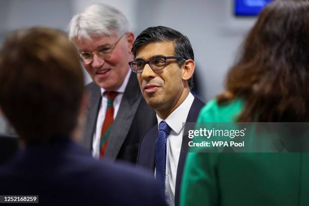 British Prime Minister Rishi Sunak and Minister of State Andrew Mitchell meet with teams coordinating the evacuation of British nationals from Sudan...