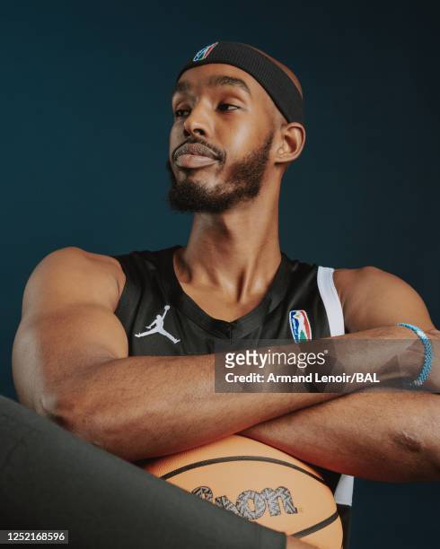 April 24: JB Abdihakim of City Oilers poses for a portrait during the 2023 Basketball Africa League Nile Conference Media Day on April 24, 2023 in...