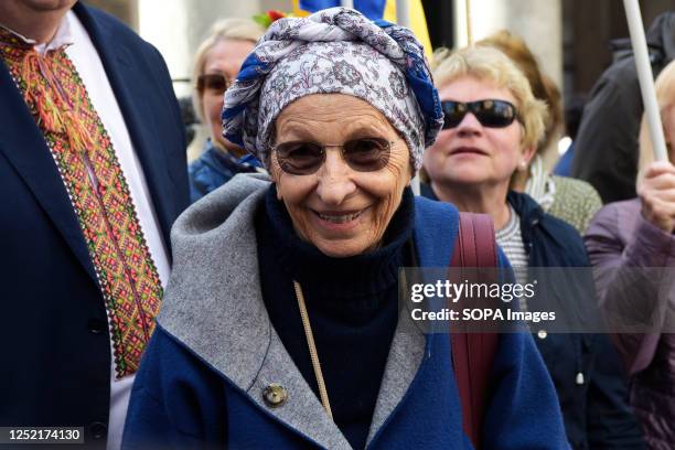 Emma Bonino attends the celebrations of Italy's liberation from Nazi fascism and full support for the Ukrainian resistance against dictator Putin's...