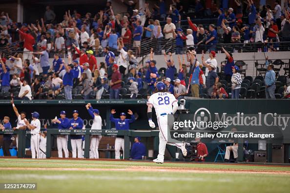 Texas Ranger Heim Fans cheer after Jonah Heim of the Texas Rangers hits a walk-off home ...