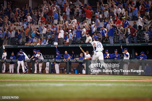 Texas Ranger Heim Fans cheer after Jonah Heim of the Texas Rangers hits a walk-off home ...