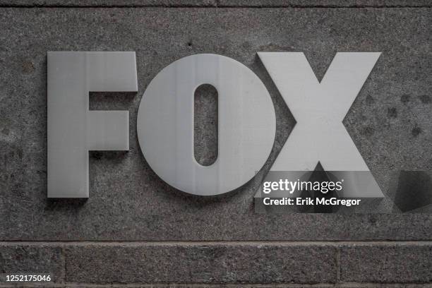 Plaque at the main entrance to the FOX News Headquarters at NewsCorp Building in Manhattan.