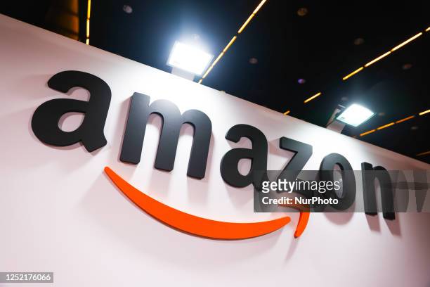 Amazon logo is seen during the 15th edition of the European Economic Congress at International Congress Centre in Katowice, Poland on April 24, 2023....