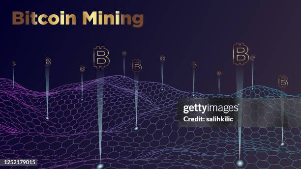 bitcoin mining abstract background - bitcoin mine stock illustrations