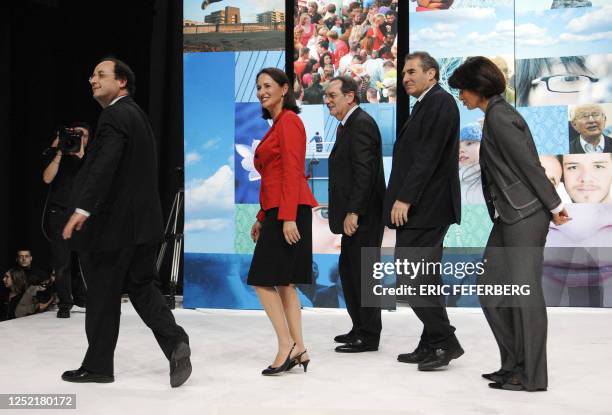 French socialist party presidential candidate Segolene Royal with PS' first secretary Francois Hollande, Limoges' mayor Alain Rodet, the president of...