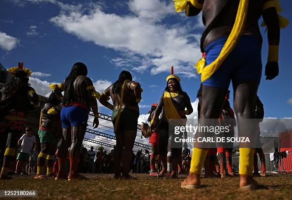Kayapo Rirual Women from the Kayapo tribe perform a traditional ritual at the Terra ...