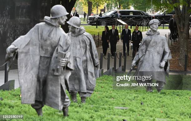 President Joe Biden, First Lady Jill Biden , South Korea President Yoon Suk Yeol and First Lady Kim Keon Hee, visit the Korean War Veterans Memorial...