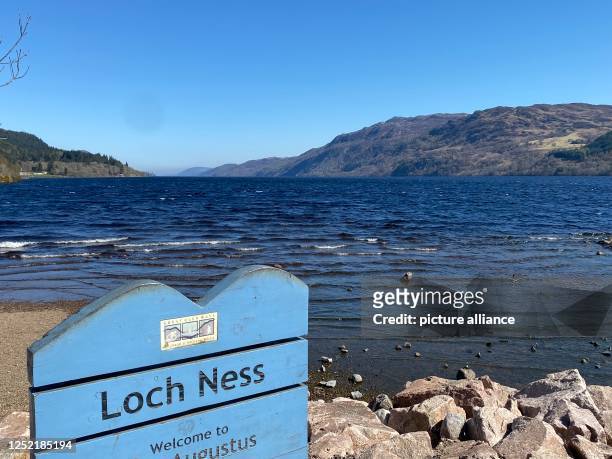 April 2023, Great Britain, Fort Augustus: View of Loch Ness. It is obvious who plays the leading role around Loch Ness: the legend of the lake...