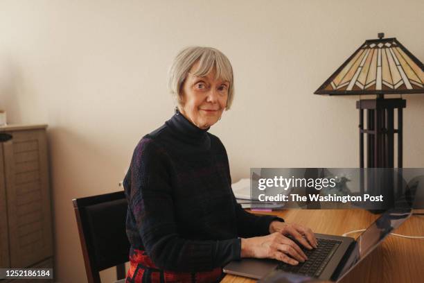 Rebecca Chopp in her home office continues to work on her book on Alzheimer's on February 24, 2023. Rebecca was formerly chancellor of the University...