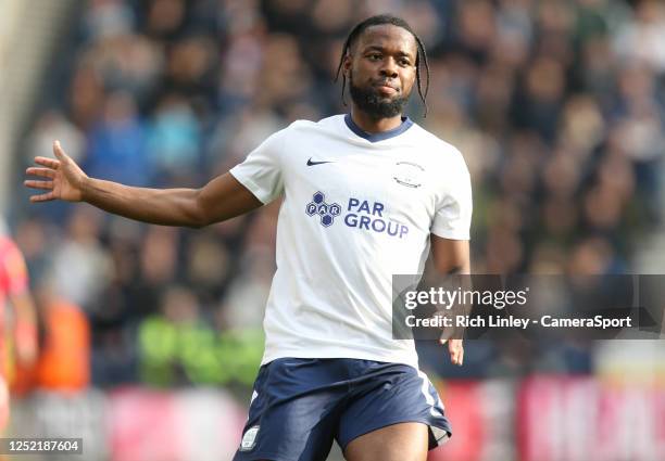 Preston North End's Joshua Onomah during the Sky Bet Championship between Preston North End and Blackburn Rovers at Deepdale on April 22, 2023 in...