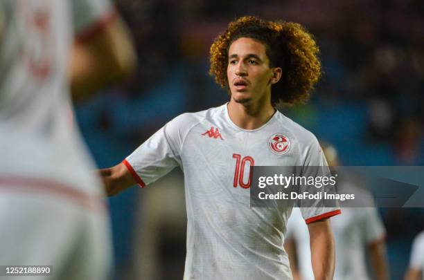 Tunis, Tunisia, : Hannibal Mejbri looks on during the Africa Cup of Nations Qualification between 202303-24TUNLIB_Tunisia and Libya at Rades Stadium...