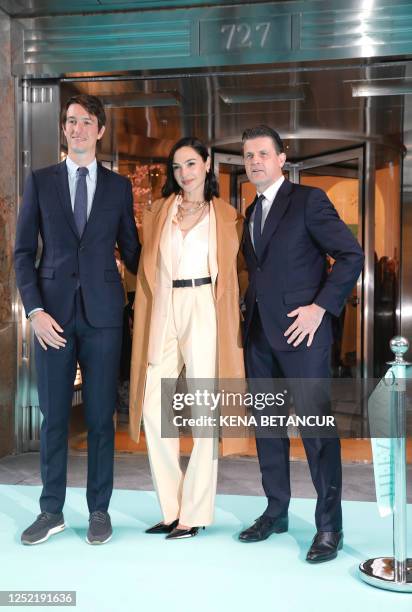Tiffany Executive Vice President of Products and Communication, Alexandre Arnault; actress Gal Gadot, and Tiffany CEO Anthony Ledru, attend the...