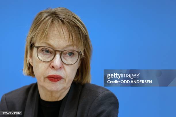 Head of the Department for Economic Policy at the Federal Ministry for Economic Affairs and Climate Protection, Elga Bartsch looks on during a press...