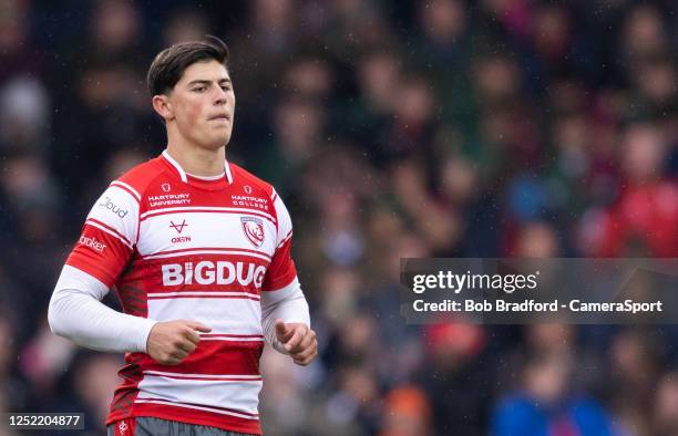 Gloucester's Louis Rees-Zammit during the Gallagher Premiership Rugby match between Gloucester Rugby and Sale Sharks at Kingsholm Stadium on April...