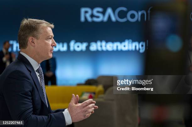 Kevin Mandia, chief executive officer of Mandiant Inc., during a Bloomberg Technology television interview at the RSA Conference in San Francisco,...
