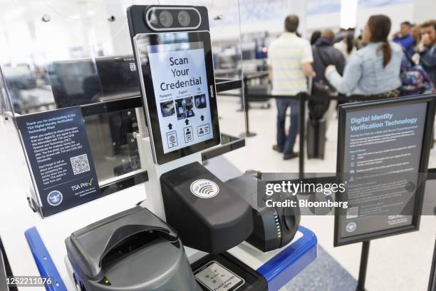 Credential Authentication Technology identity verification machine at a Transportation Security Administration security checkpoint at...