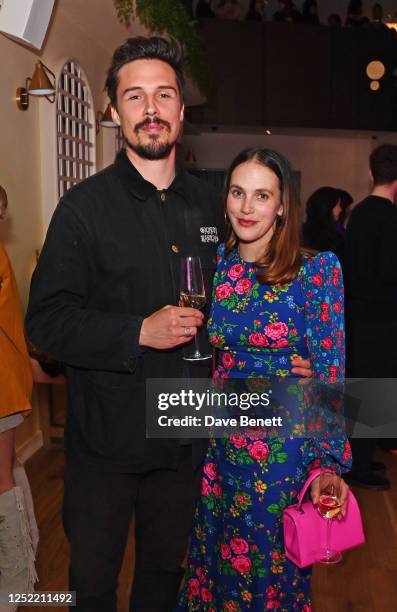 Ziggy Heath and Jessica Brown Findlay attend the art'otel London Battersea Power Station launch event on April 26, 2023 in London, England.