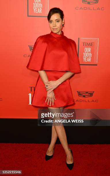 Actress Aubrey Plaza arrives for the Time 100 Gala, celebrating the 100 most influential people in the world, at Lincoln Center's Frederick P. Rose...