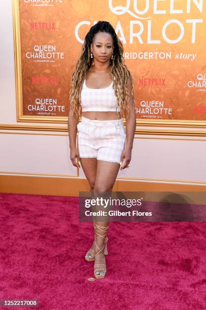 Monique Coleman at the premiere of "Queen Charlotte: A Bridgerton Story" held at Regency Village Theatre on April 26, 2023 in Los Angeles, California.