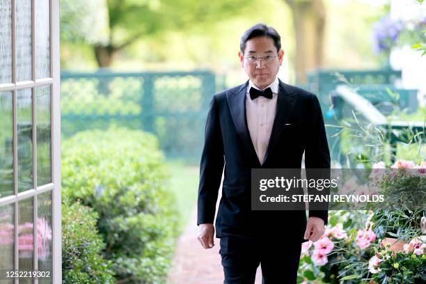 Jay Y. Lee, Executive Chairman of Samsung Electronics Co., arrives for the State Dinner in honor of South Korean President Yoon Suk Yeol, at the...