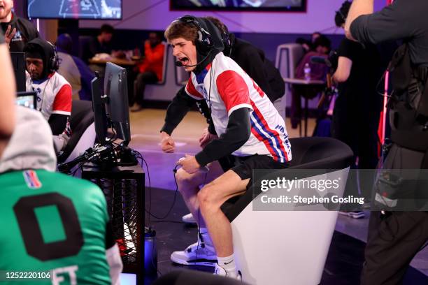 Ant of Pistons Gaming Team celebrates during the 2023 NBA 2K League Switch Open 3v3 Tournament on April 26, 2023 at District E Gaming in Washington,...