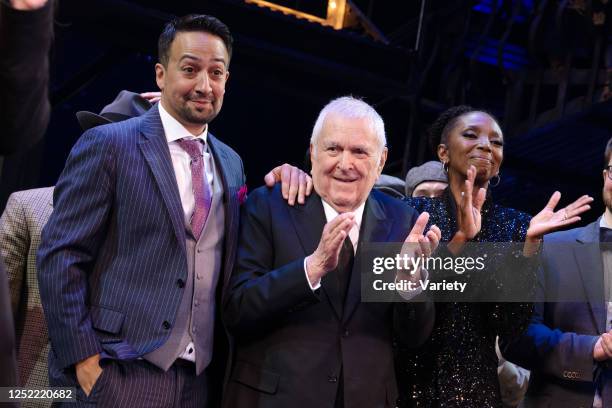 Lin-Manuel Miranda, John Kander and Sharon Washington at the opening night of Broadway's "New York, New York" held at St. James Theatre on April 26,...