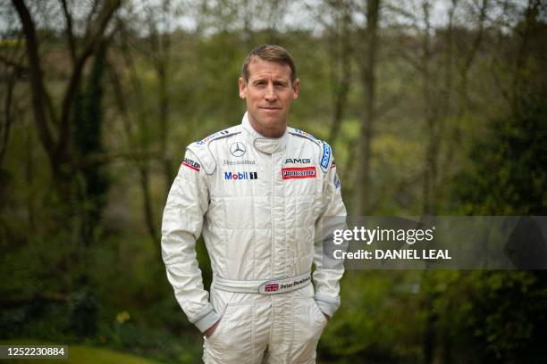 Peter Dumbreck, Scottish professional racing driver, poses for a photograph at his home near Oxford, west of London, on April 26, 2023.