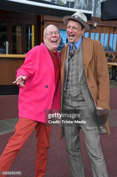 Peter Schulze and Alexander Scheer during the Ziegler Film 50th anniversary celebration at Tipi at am Kanzleramt on April 27, 2023 in Berlin, Germany.