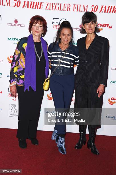 Regina Ziegler, her daughter Tanja Ziegler and Christine Neubauer during the Ziegler Film 50th anniversary celebration at Tipi at am Kanzleramt on...