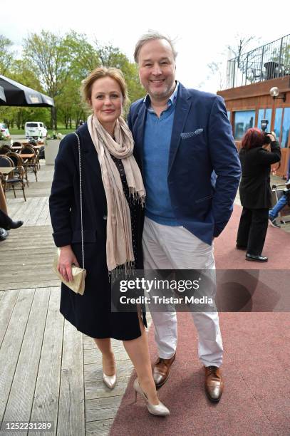 Stephan Grossmann and his wife Lidija Grossmann during the Ziegler Film 50th anniversary celebration at Tipi at am Kanzleramt on April 27, 2023 in...