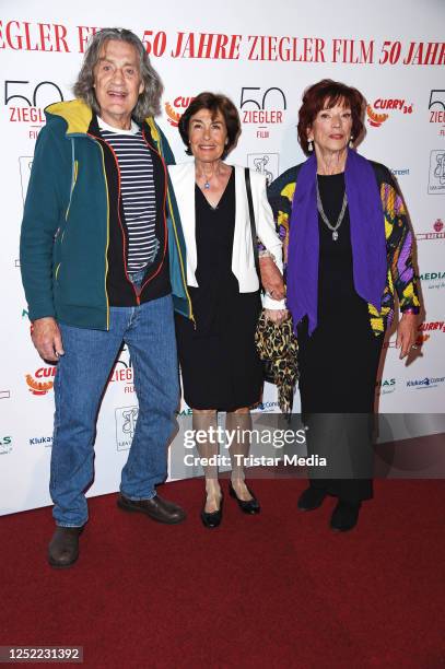 Winfried Glatzeder, Thekla Carola Wied and Regina Ziegler during the Ziegler Film 50th anniversary celebration at Tipi at am Kanzleramt on April 27,...