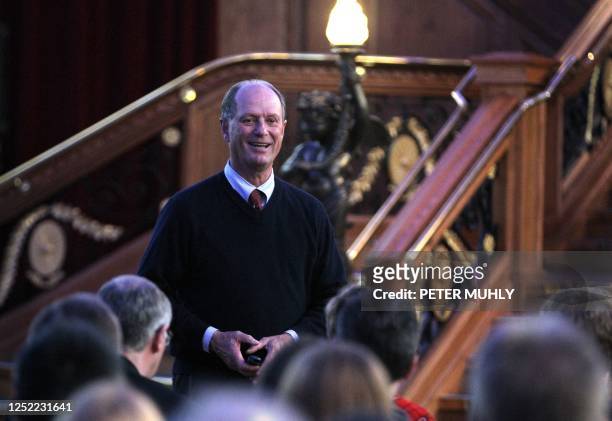 Robert Ballard, the oceanographer who discovered RMS Titanic in 1985, greets visitors before his lecture on the discovery of Titanic during Titanic...