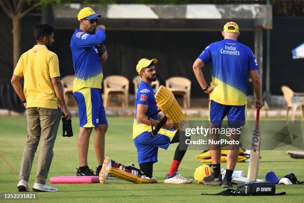 Chennai Super Kings Rituraj Gaikwad during a practice session ahead of the IPL T20 cricket match against Rajasthan Royals at Sawai Mansingh Stadium...