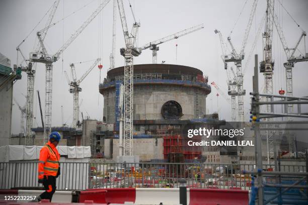 One of the two nuclear reactors being build at Hinkley Point C nuclear power station is seen, near Bridgwater in south-west England, on April 27,...