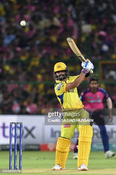 Chennai Super Kings' Ajinkya Rahane plays a shot during the Indian Premier League Twenty20 cricket match between Rajasthan Royals and Chennai Super...