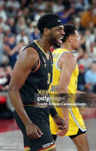 Jordan Loyd, #3 of AS Monaco exultation during the 2022/2023 Turkish Airlines EuroLeague Play Offs Game 2 match between AS Monaco and Maccabi...
