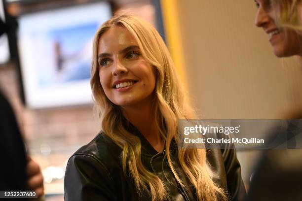 Model Joanna Cooper is pictured as she attends the Breitling Boutique Dublin launch party and Six Nations celebration on April 27, 2023 in Dublin,...