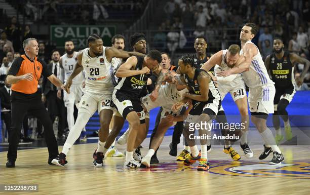 Minutes and 40 seconds before the end of the Turkish Airlines EuroLeague Playoffs Game 2 basketball match between Real Madrid and Partizan at Wizink...