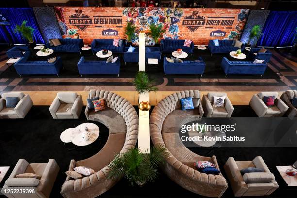 General view of the green room backstage during the first round of the 2023 NFL Draft at Union Station on April 27, 2023 in Kansas City, Missouri.