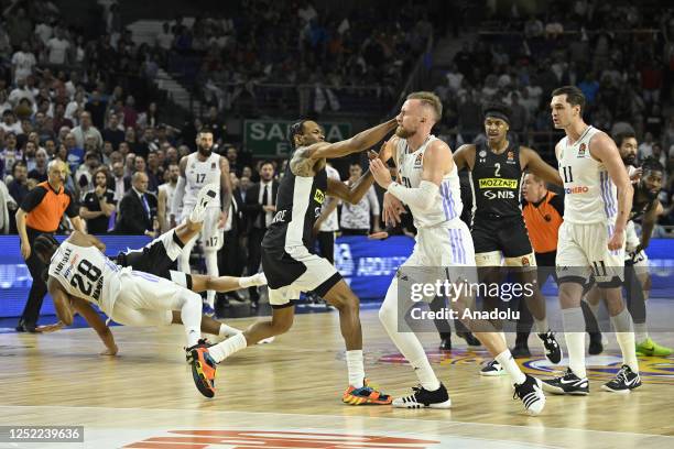 Minutes and 40 seconds before the end of the Turkish Airlines EuroLeague Playoffs Game 2 basketball match between Real Madrid and Partizan at Wizink...