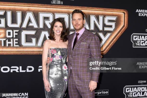 Katherine Schwarzenegger and Chris Pratt at the premiere of "Guardians of the Galaxy Vol. 3" held at the Dolby Ballroom on April 27, 2023 in Los...