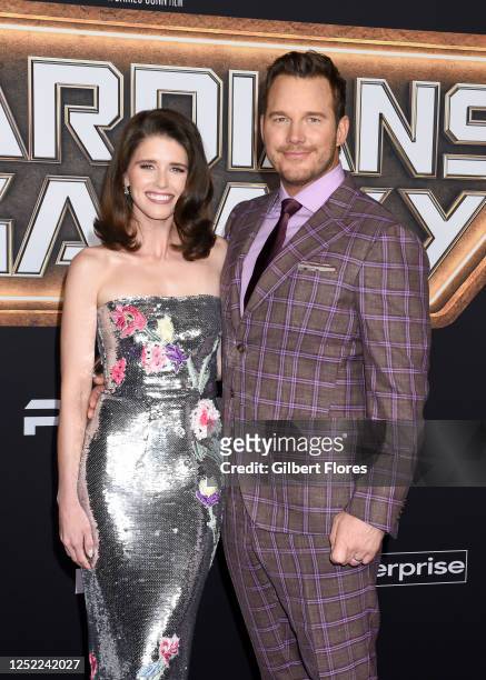 Katherine Schwarzenegger and Chris Pratt at the premiere of "Guardians of the Galaxy Vol. 3" held at the Dolby Ballroom on April 27, 2023 in Los...