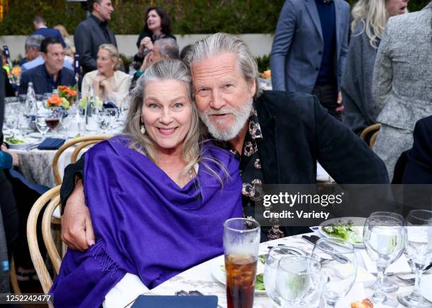 Susan Geston and Jeff Bridges at the Los Angeles No Kid Hungry Dinner held at a private residence on April 27, 2023 in Los Angeles, California.