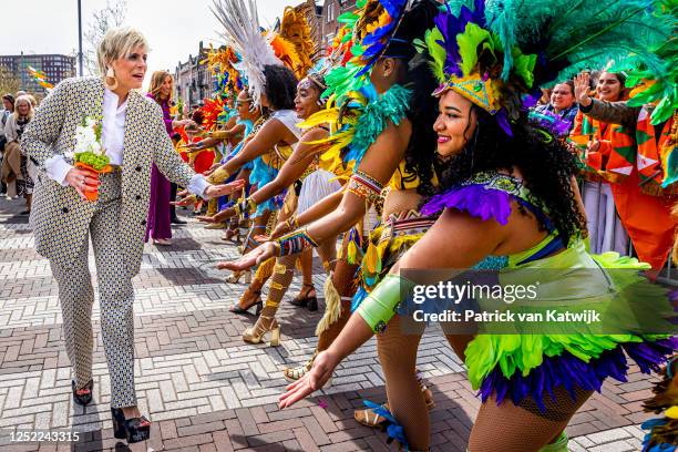 Princess Laurentien of The Netherlands attends the Kingsday celebration on April 27, 2023 in Rotterdam, Netherlands. King Willem-Alexander and his...