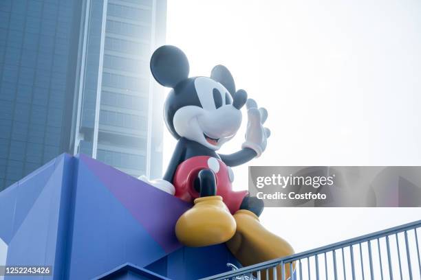 Disney's classic ip Mickey Mouse is seen at an outdoor square in Shanghai, China, April 28, 2023. It is reported that this is a limited time event...