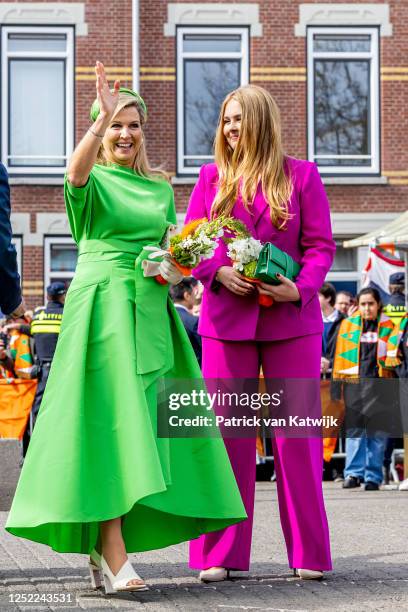 Queen Maxima of The Netherlands and Princess Amalia of The Netherlandsattend the Kingsday celebration on April 27, 2023 in Rotterdam, Netherlands....