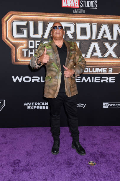 Vin Diesel at the premiere of "Guardians of the Galaxy Vol. 3" held at the Dolby Ballroom on April 27, 2023 in Los Angeles, California.
