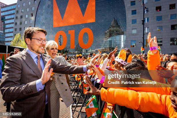 Prince Constantijn of The Netherlands and Princess Laurentien attend the Kingsday celebration on April 27, 2023 in Rotterdam, Netherlands. King...